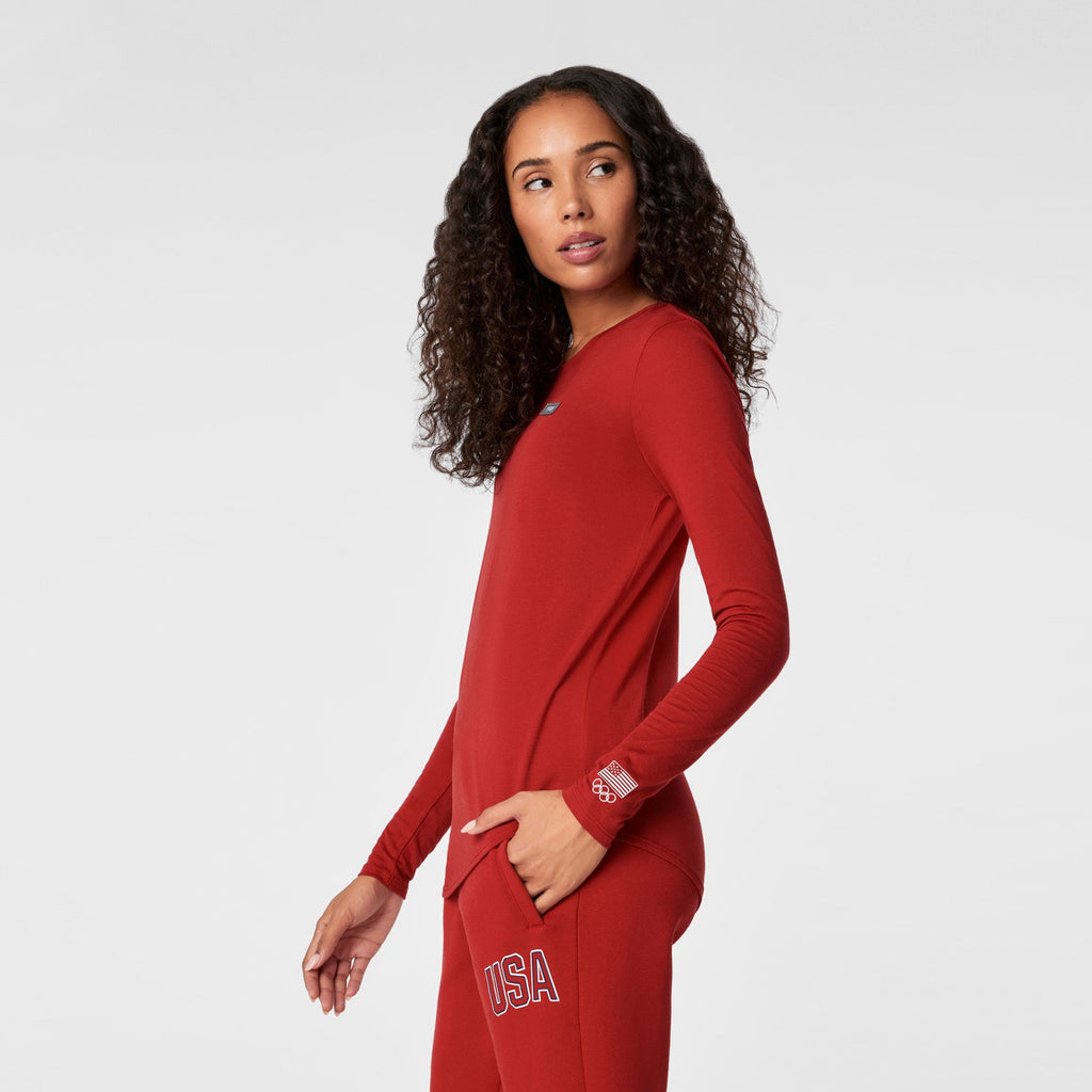 FIGS x Team USA Long-Sleeve Underscrub - Team USA Red