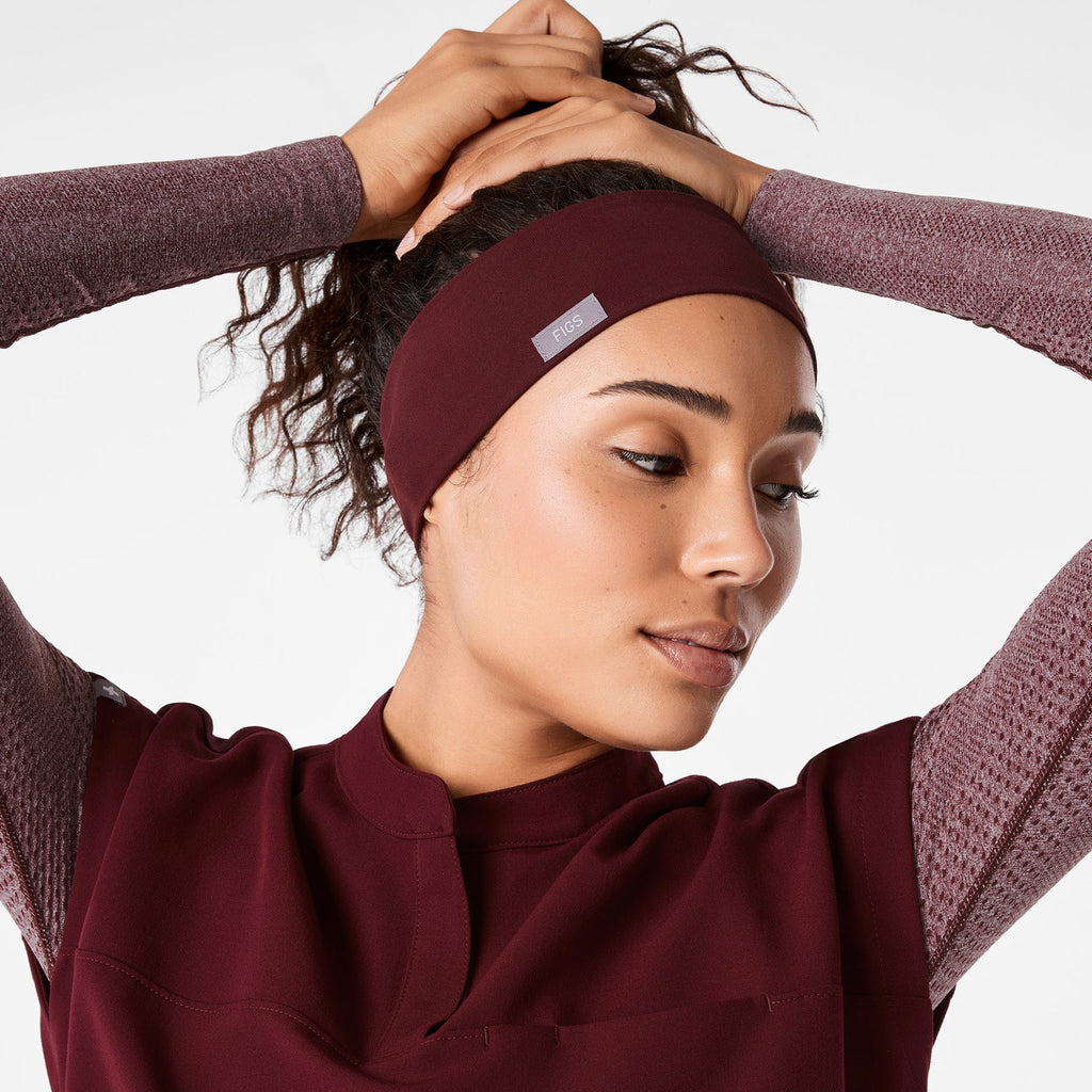 FIGS Cinched Headband - Burgundy