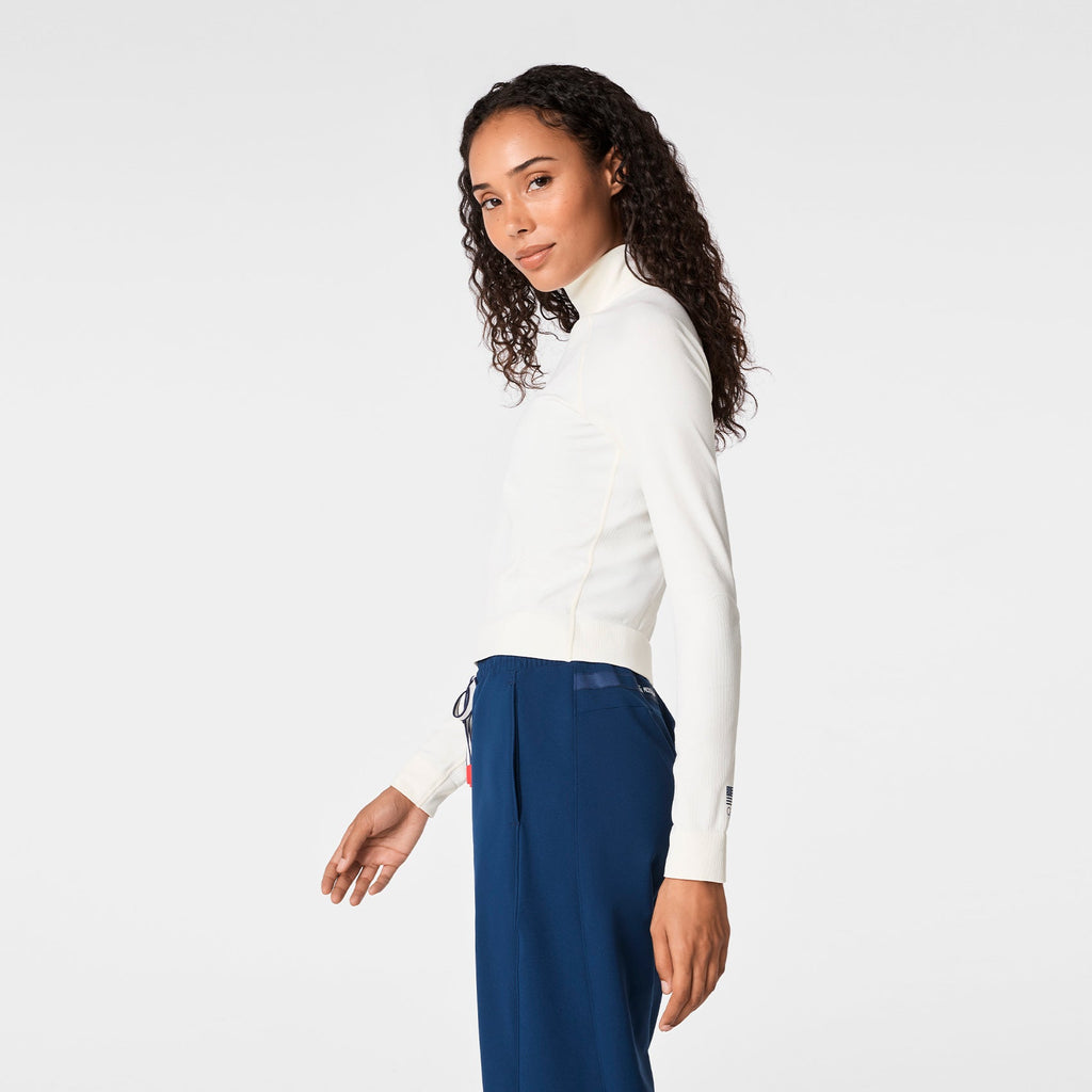 FIGS x Team USA Mock-Neck Long-Sleeve Underscrub - Off White