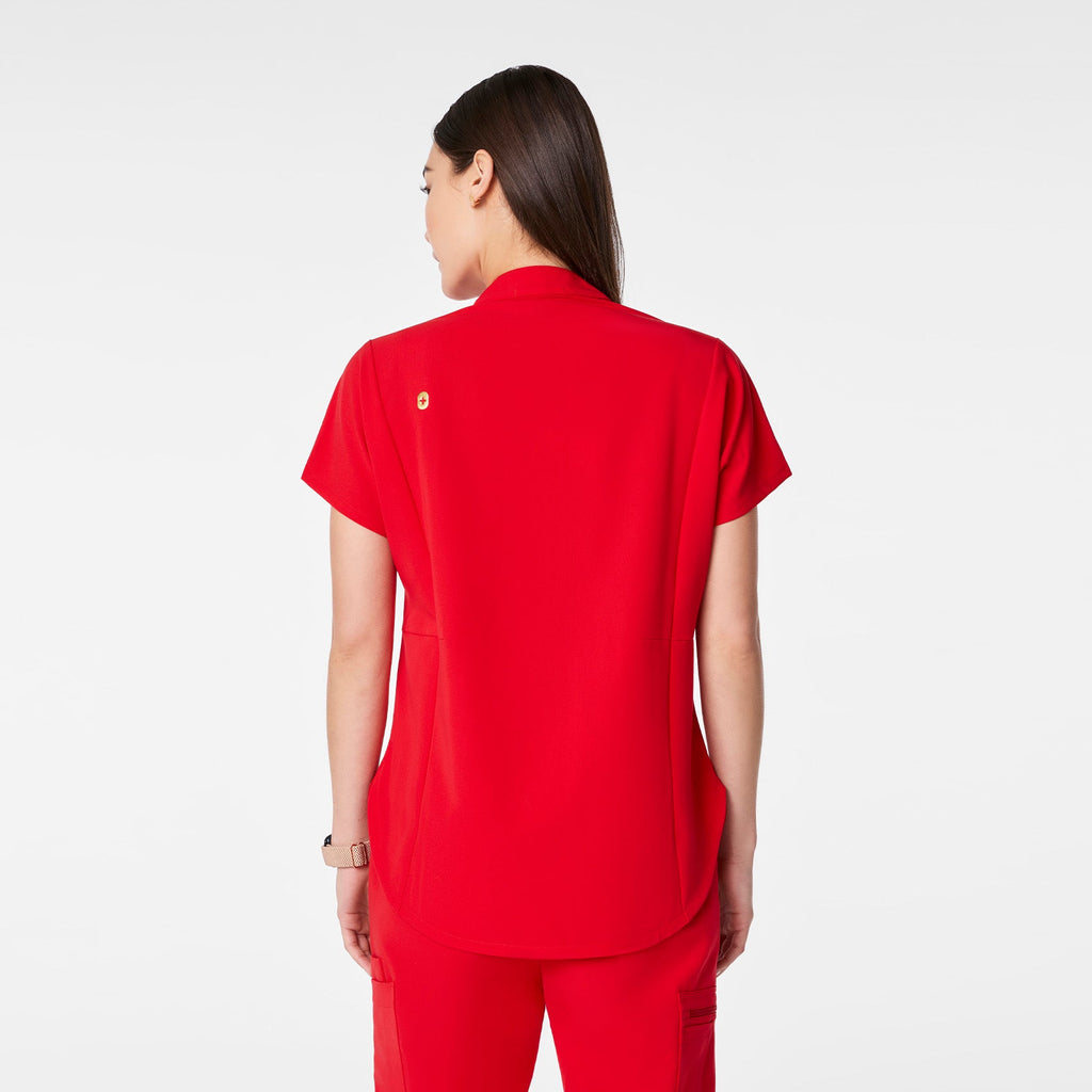 Montex Relaxed Scrub Top - Pop Red
