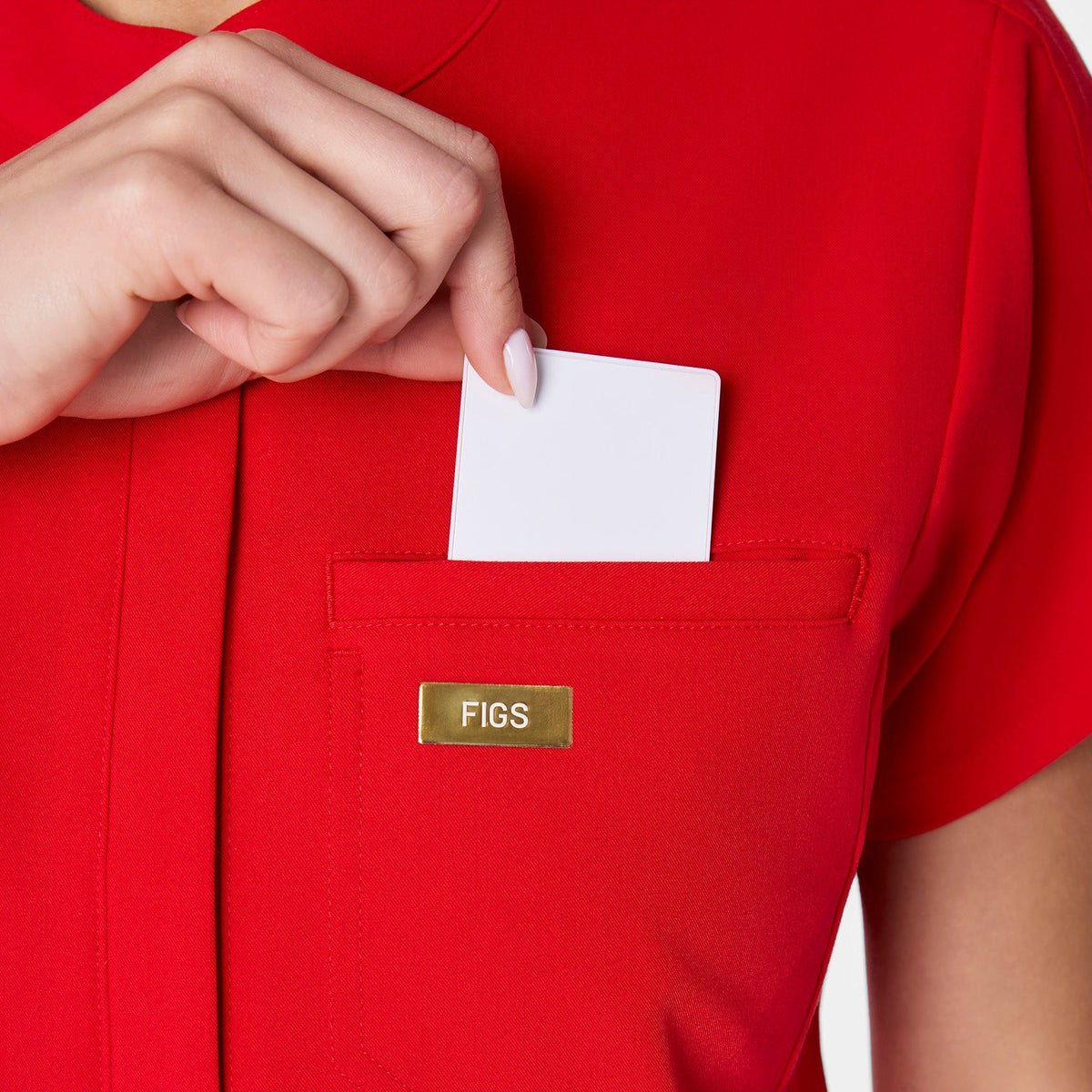 Montex Relaxed Scrub Top - Pop Red