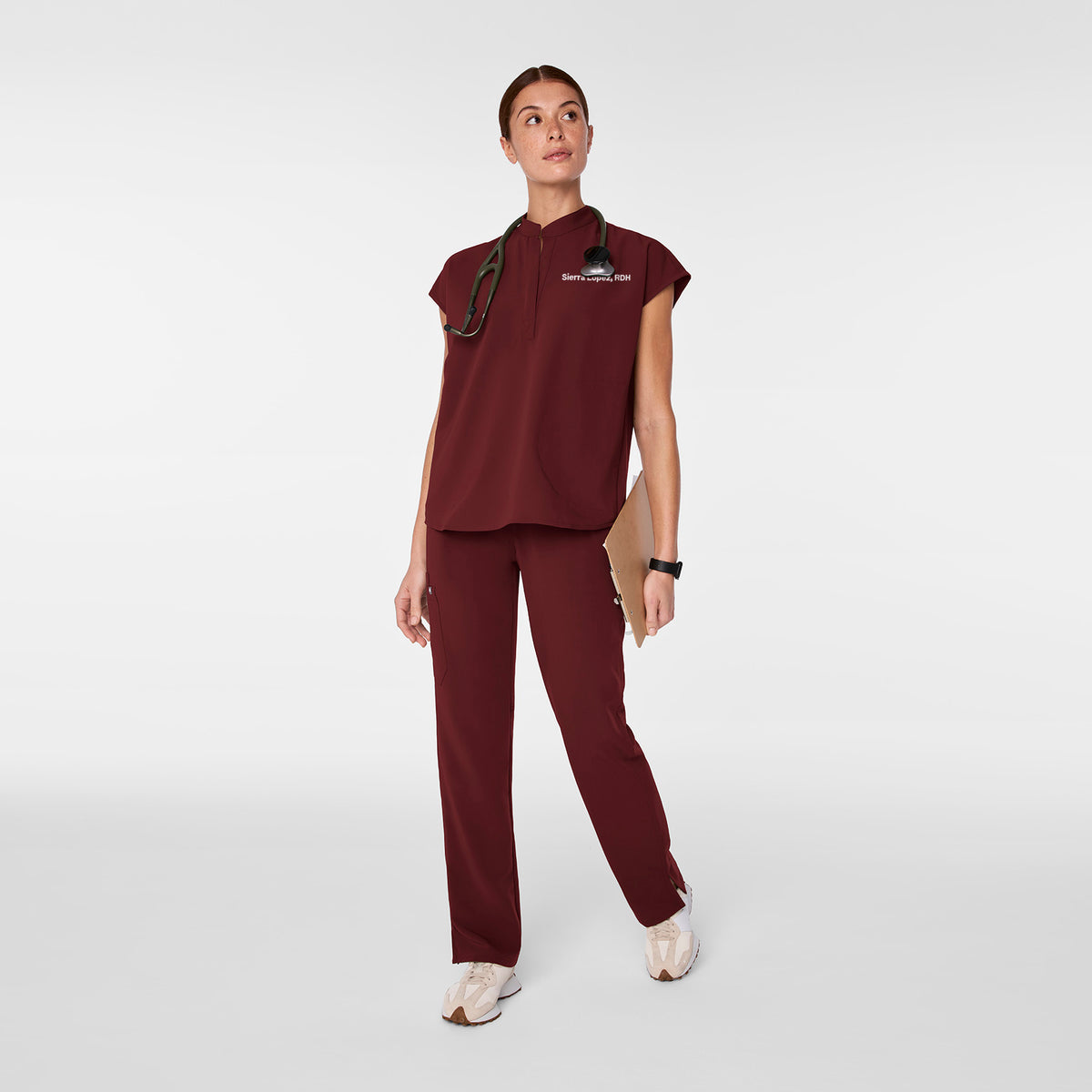 Rafaela Oversized Scrub Top™ - Burgundy