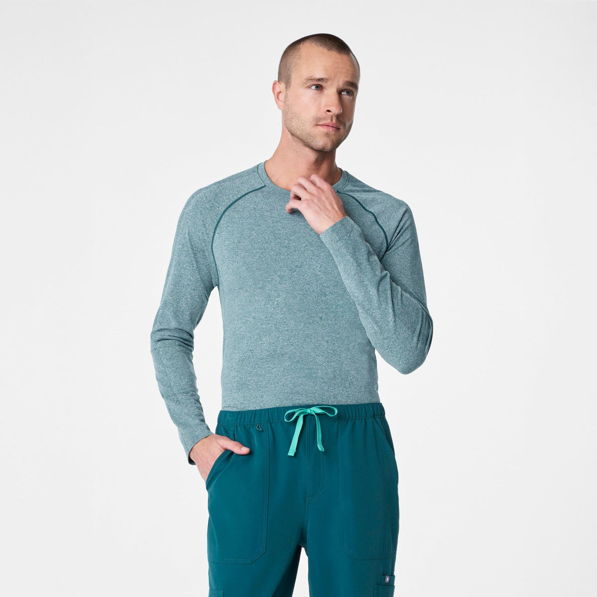 Makato Seamless Long-Sleeve Underscrub - Caribbean Blue
