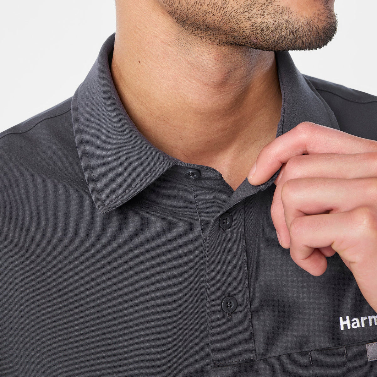 Eugene Polo Scrub Top - Charcoal