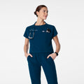 Arua Cropped Crewneck Scrub Top - Deep Reef
