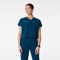 Arua Cropped V-Neck Scrub Top - Deep Reef