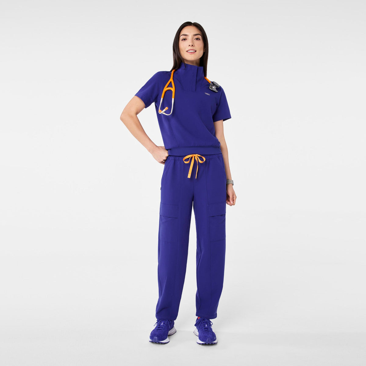 Giuliana High-Rise Barrel-Leg Scrub Pant - Deep Royal Blue