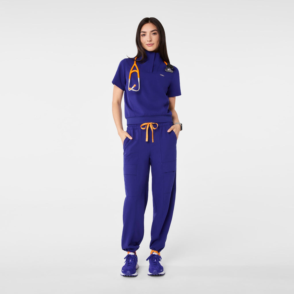Giuliana High-Rise Barrel-Leg Scrub Pant - Deep Royal Blue