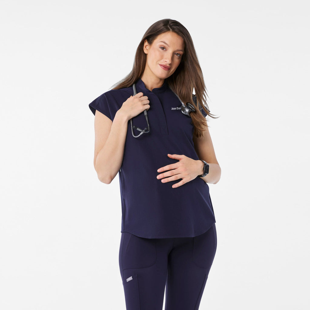 Rafaela Maternity Scrub Top - Navy