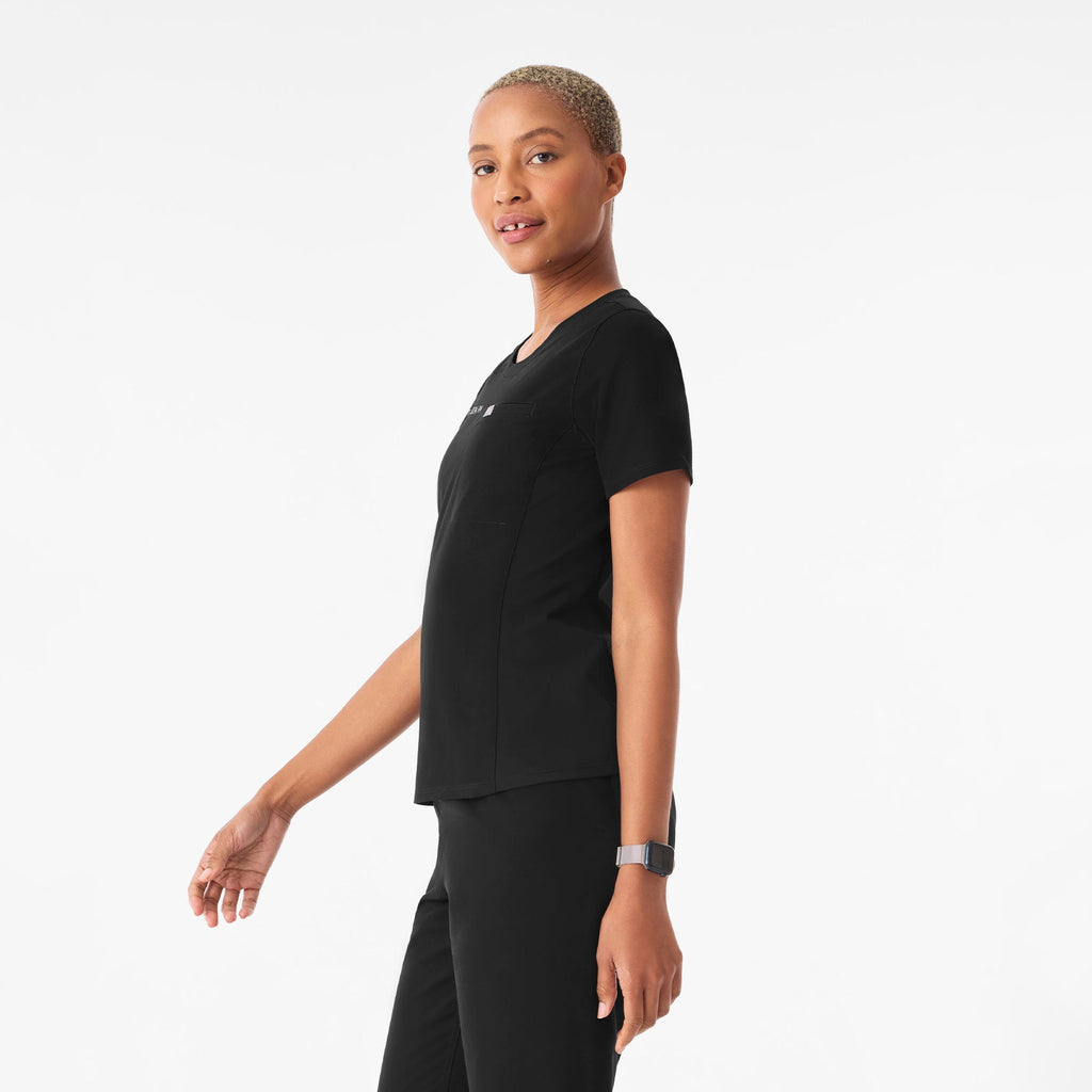 Eliza Slim Scrub Top - Black