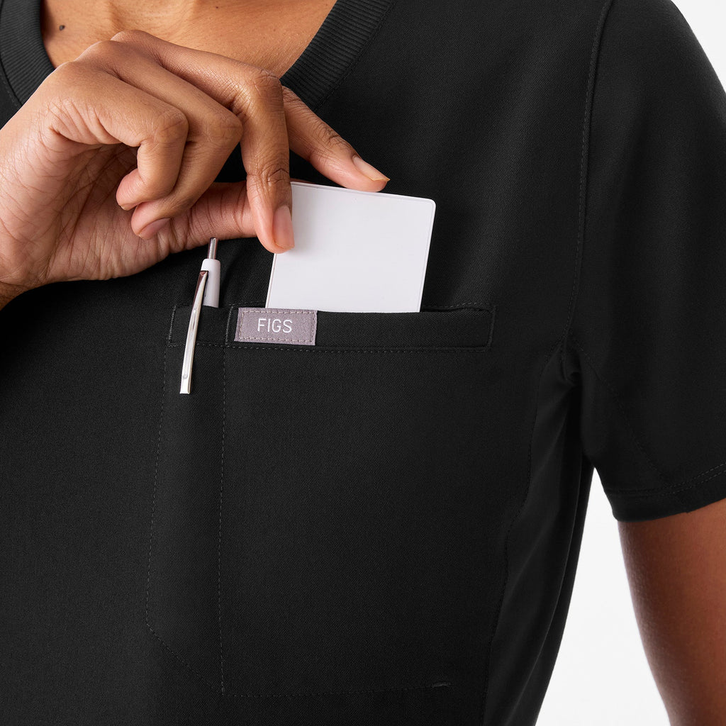 Eliza Slim Scrub Top - Black