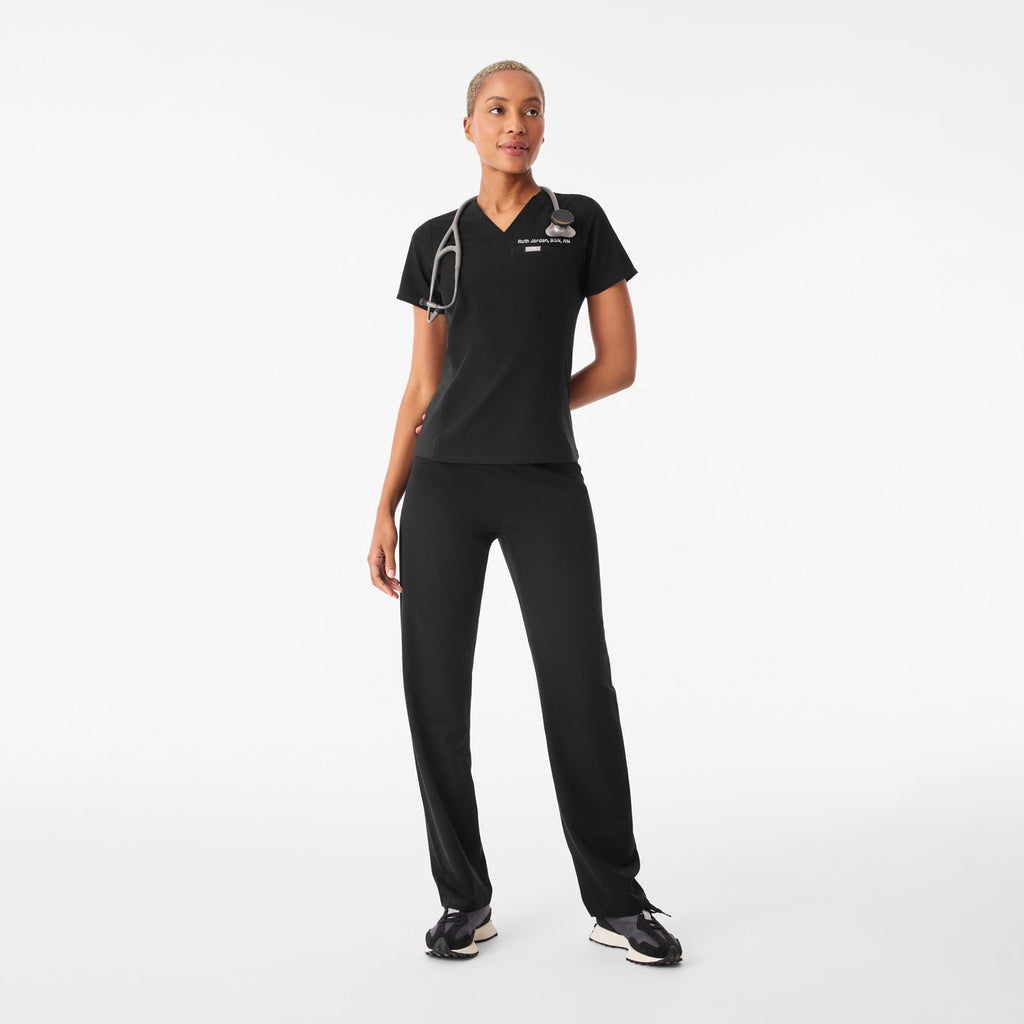 Everly Slim Scrub Top - Black