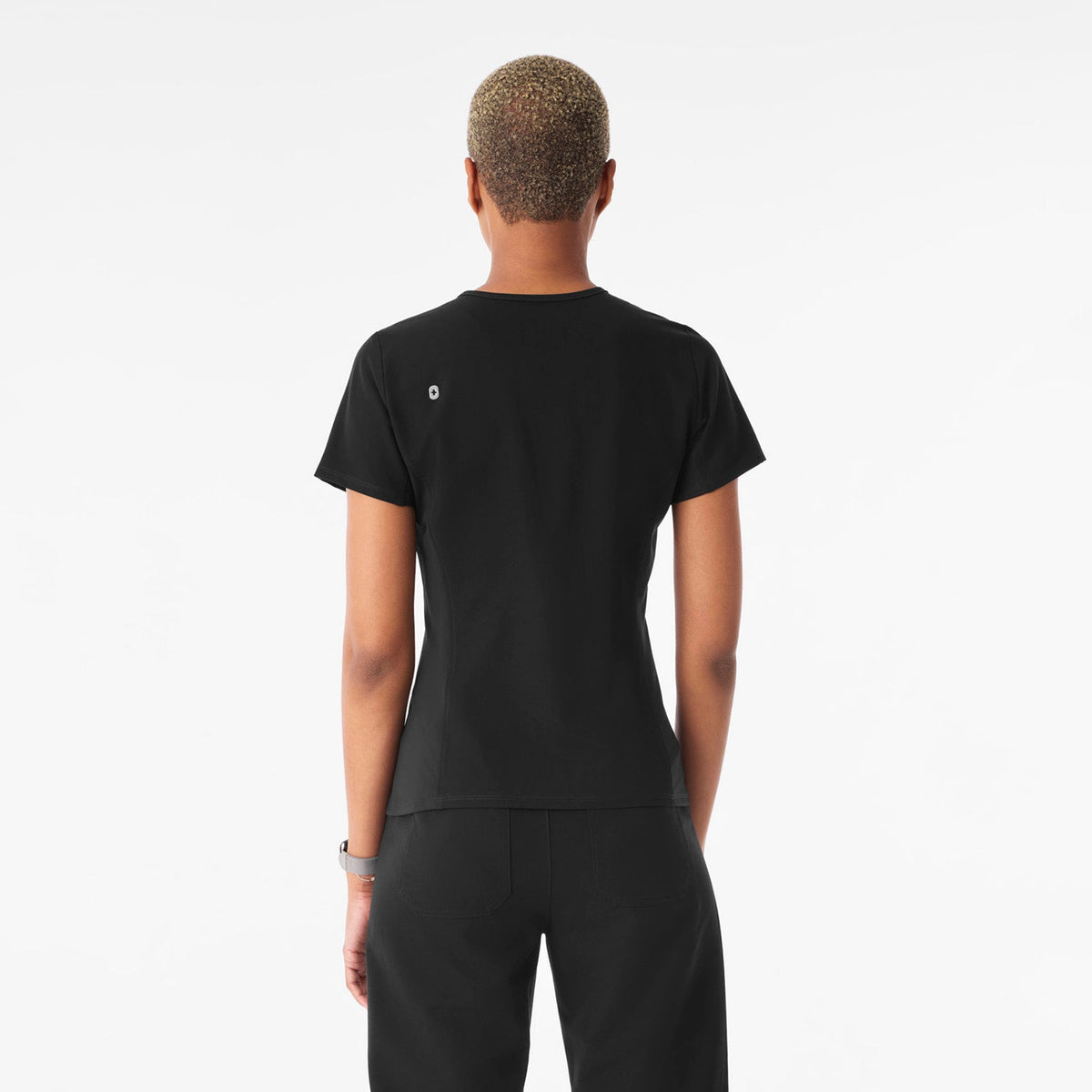 Everly Slim Scrub Top - Black