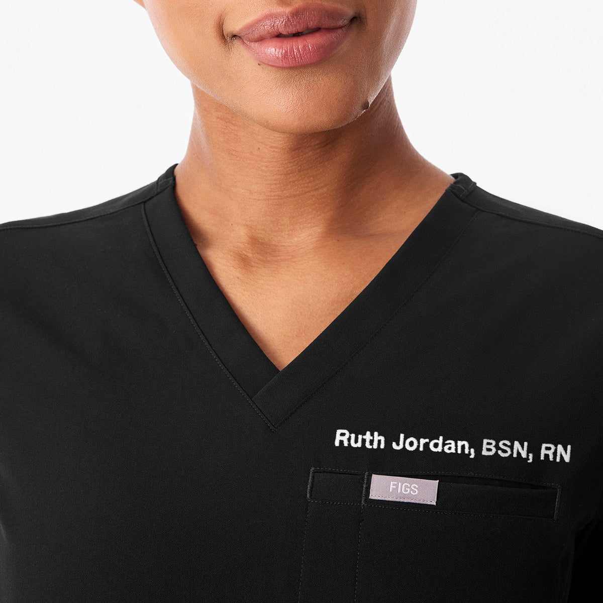 Everly Slim Scrub Top - Black