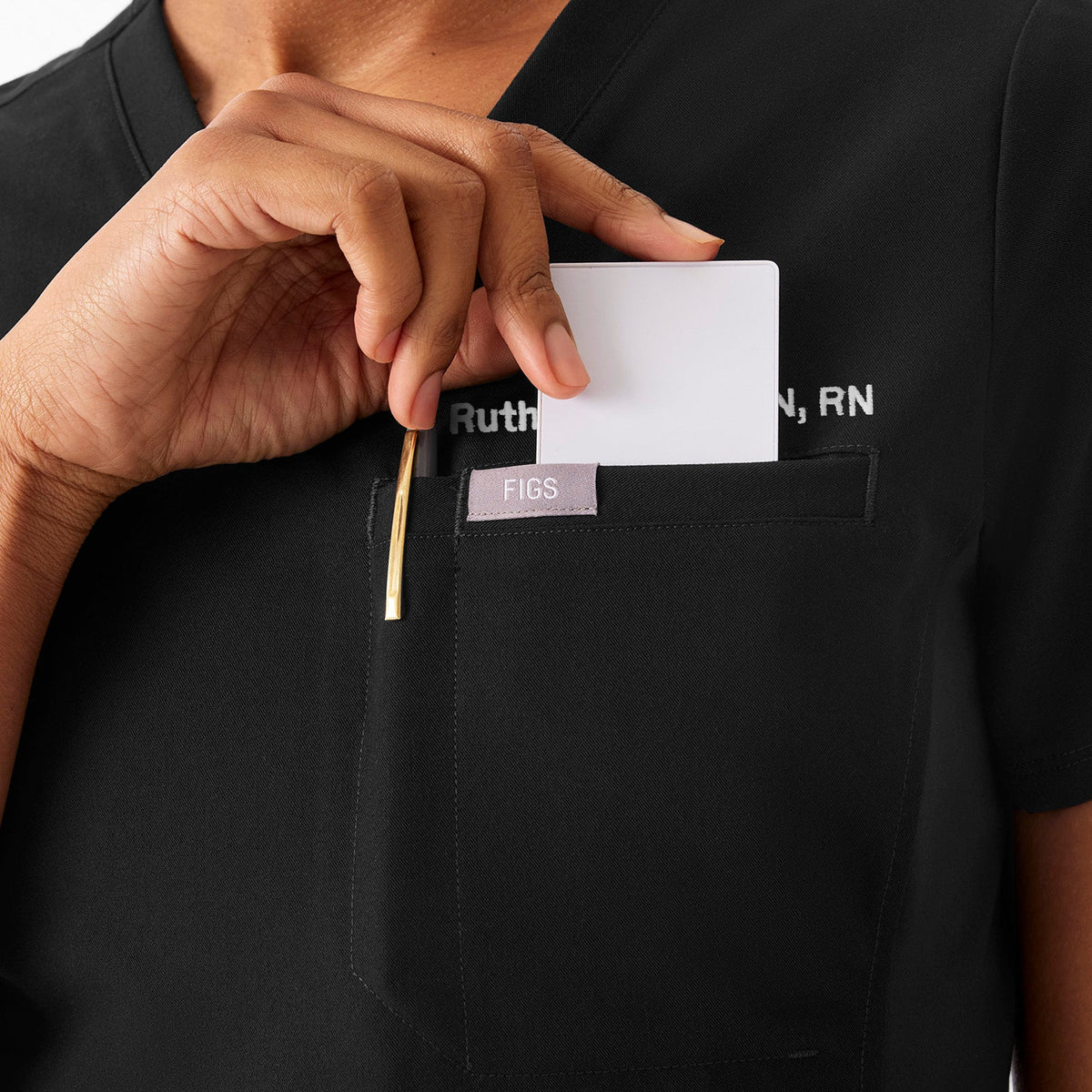 Everly Slim Scrub Top - Black