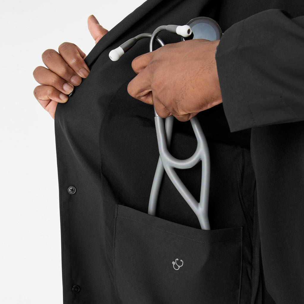 Harlem Long Slim Lab Coat - Black
