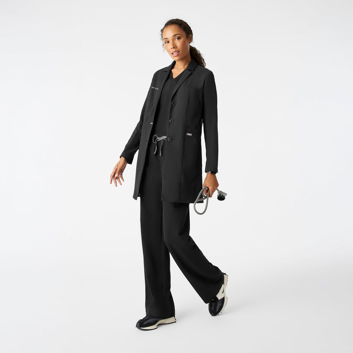 Bellevue Long Slim Lab Coat - Black