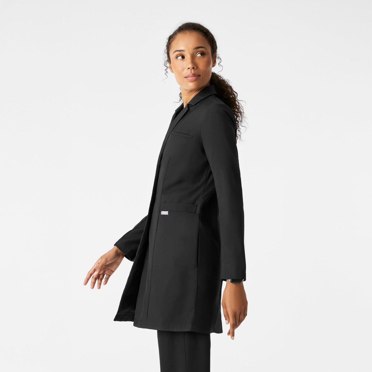 Bellevue Long Slim Lab Coat - Black