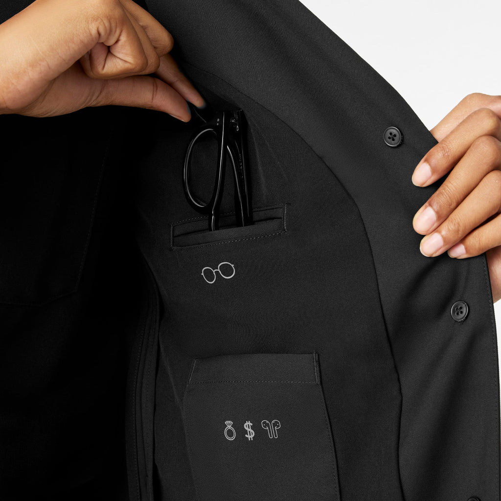 Bellevue Long Slim Lab Coat - Black
