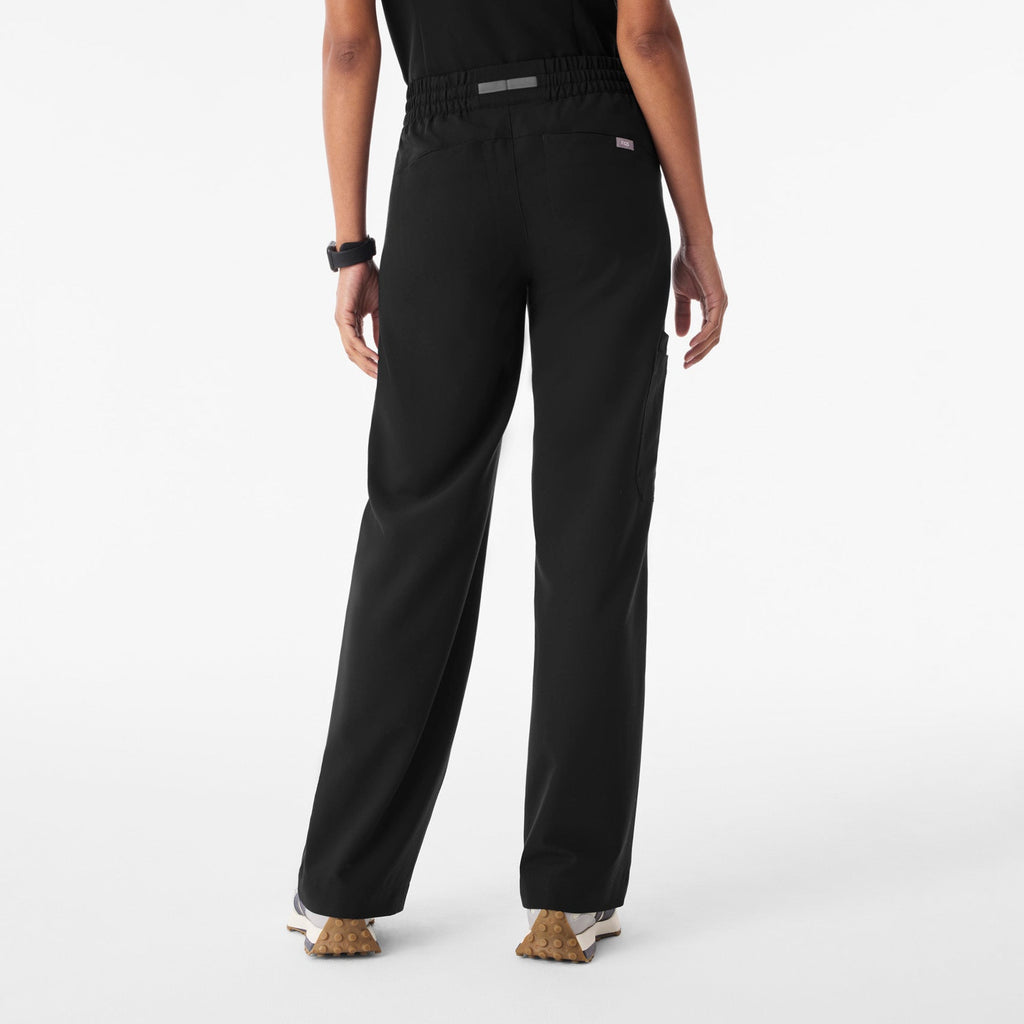 Isabel Ruched Wide-Leg Scrub Pant - Black