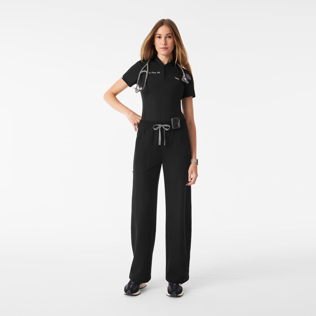 Roslyn Wide-Leg Scrub Pant - Black