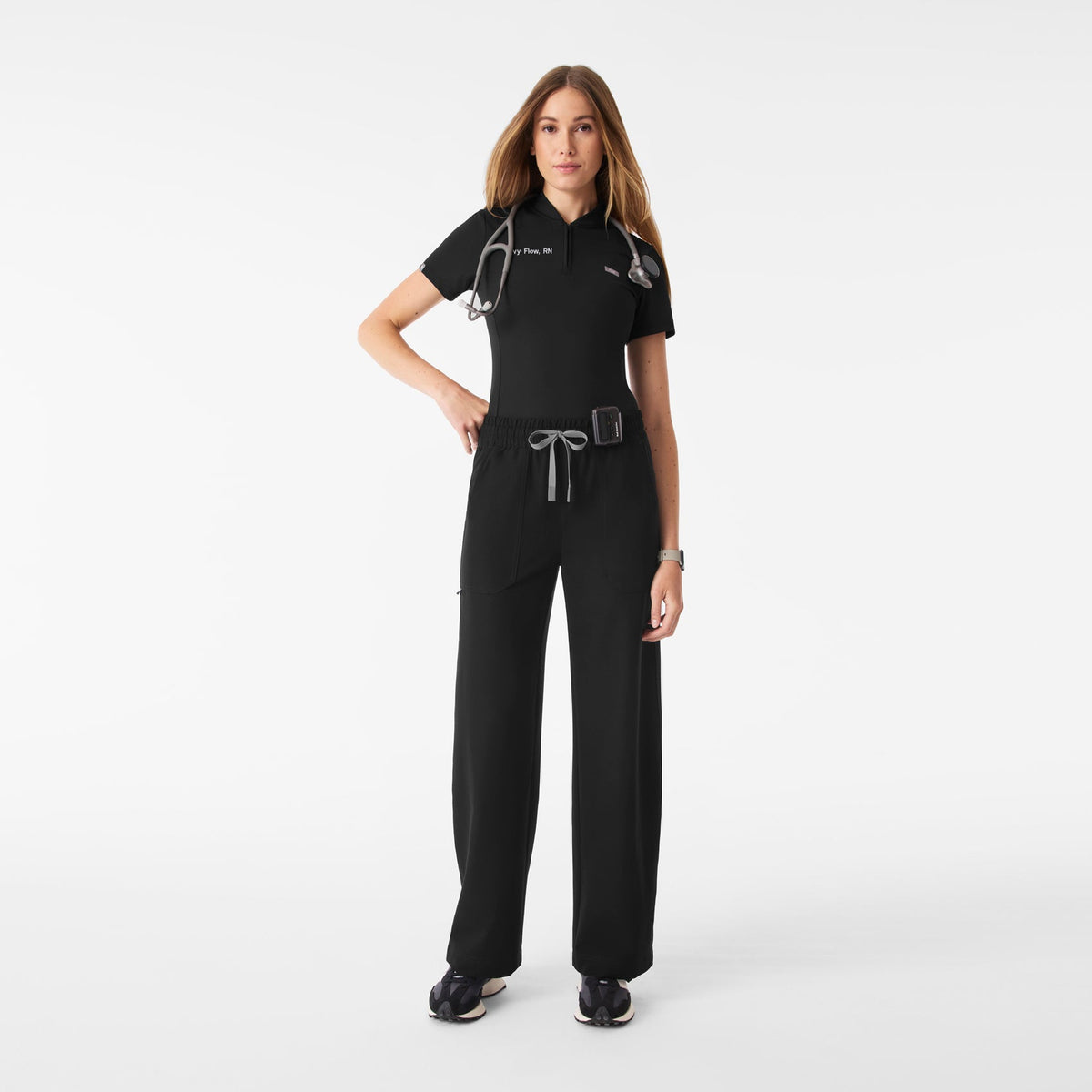 Roslyn Wide-Leg Scrub Pant - Black