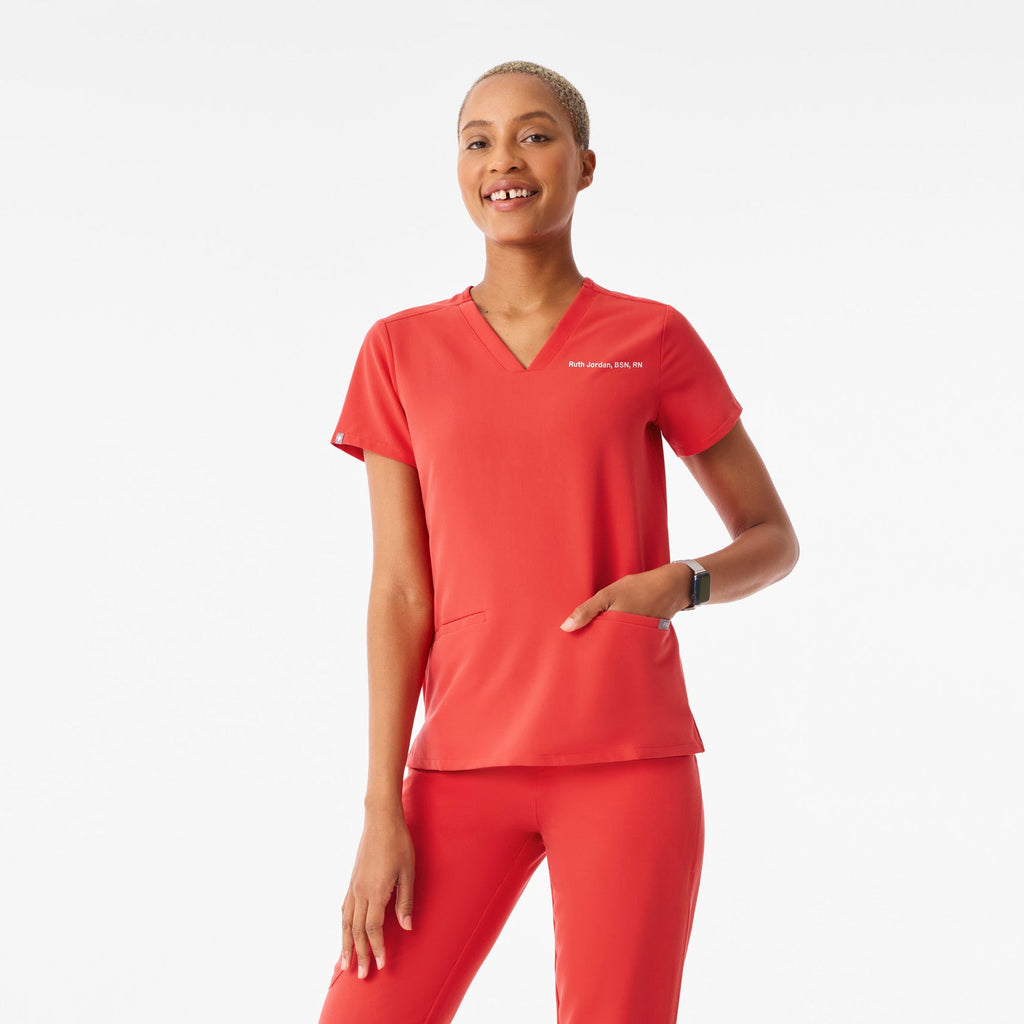 Casma Scrub Top™ - Hibiscus