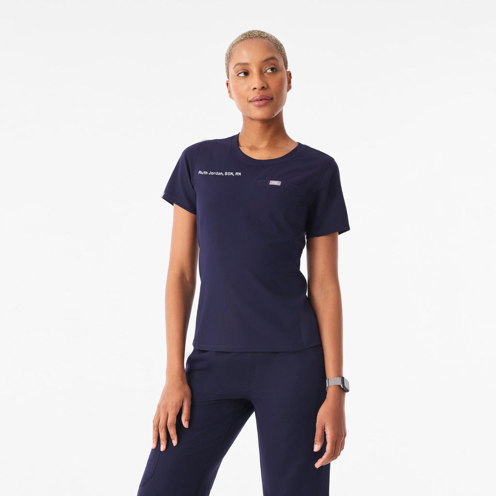 Eliza Slim Scrub Top - Navy