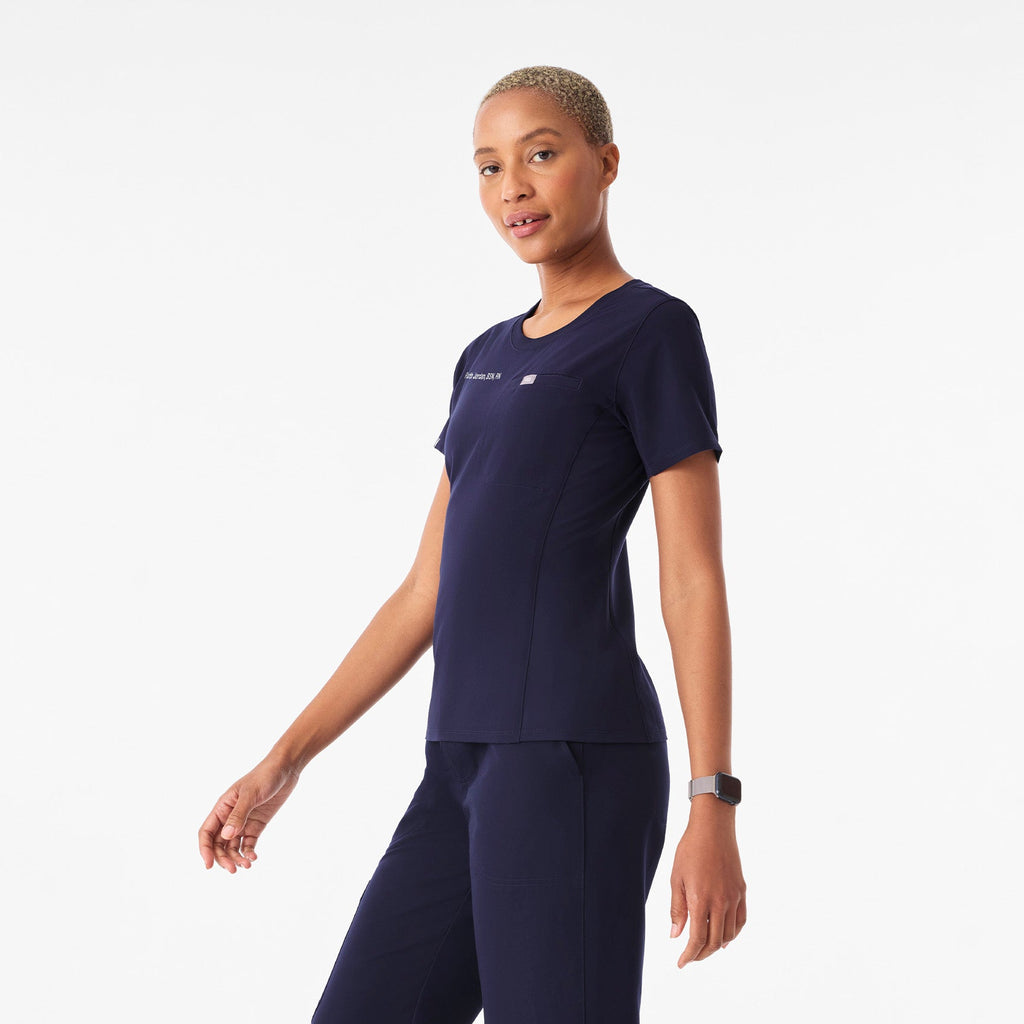 Eliza Slim Scrub Top - Navy