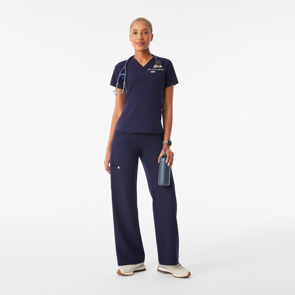 Everly Slim Scrub Top - Navy