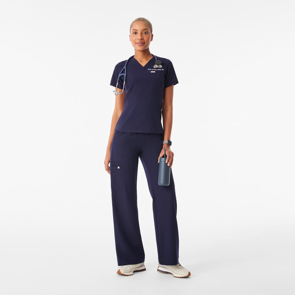 Everly Slim Scrub Top - Navy