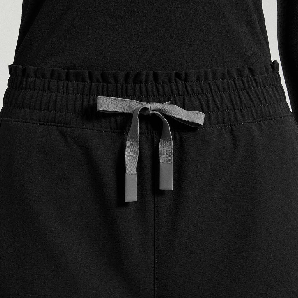 Mina High-Rise Wide-Leg Scrub Pant - Black