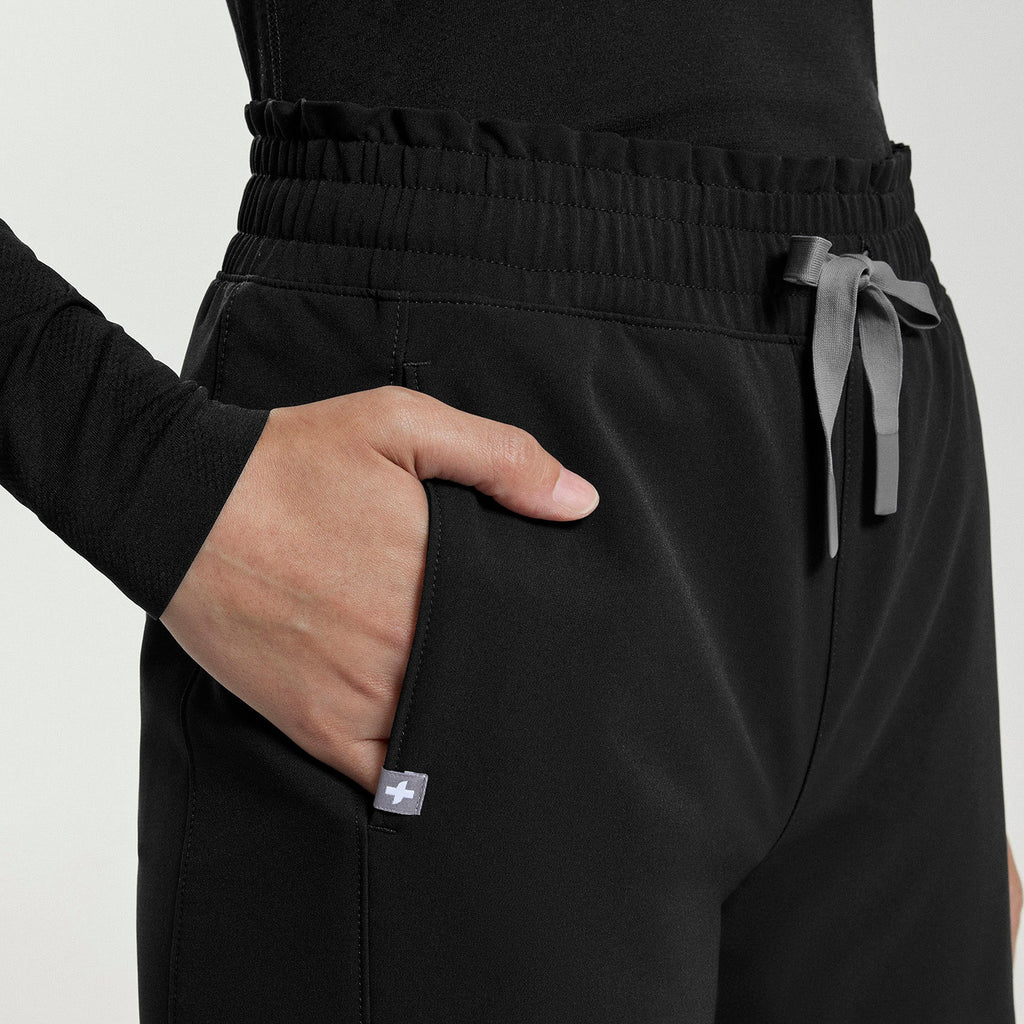 Mina High-Rise Wide-Leg Scrub Pant - Black