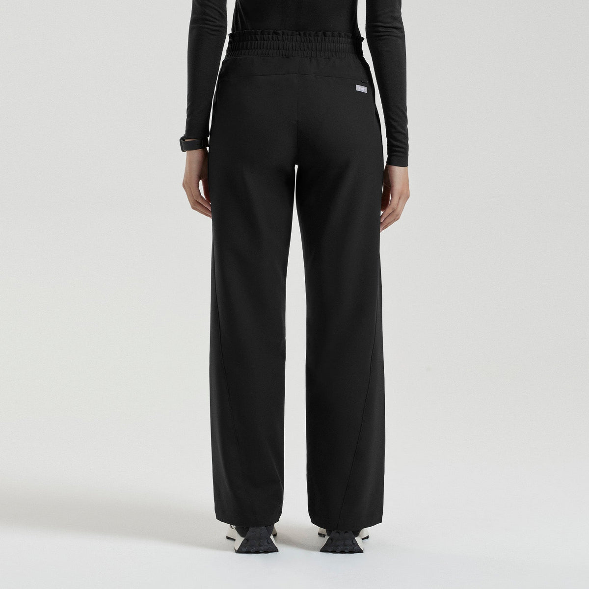 Mina High-Rise Wide-Leg Scrub Pant - Black