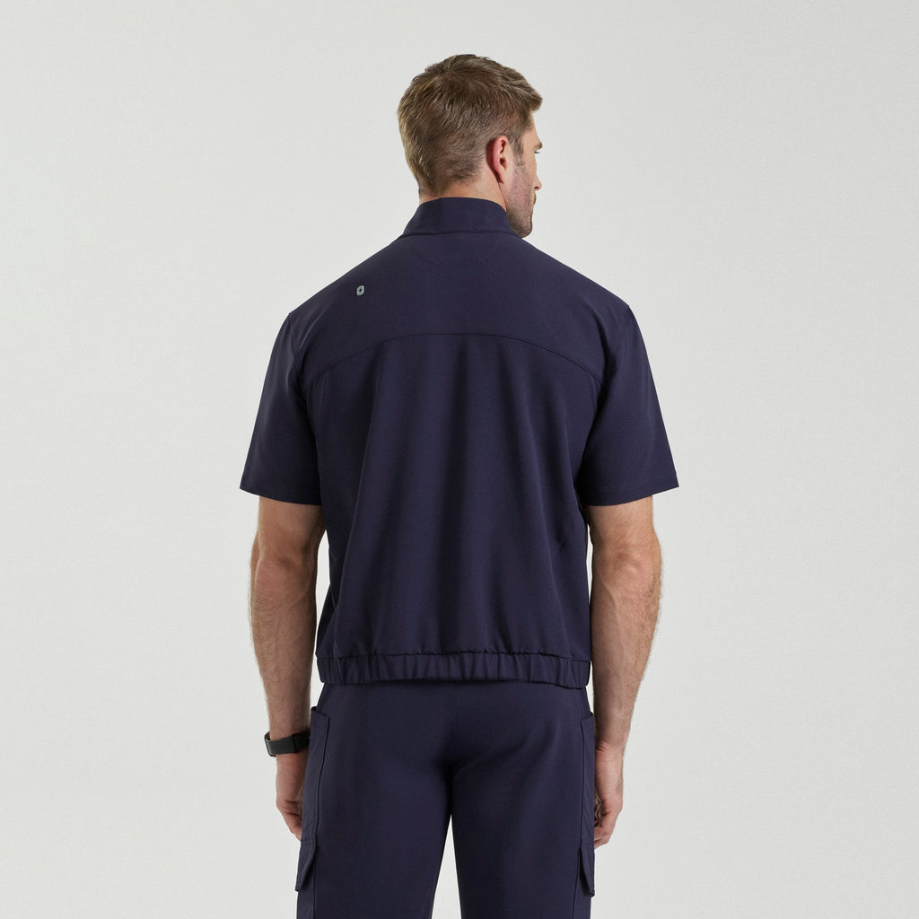 Quincy Mock-Neck Scrub Top - Navy