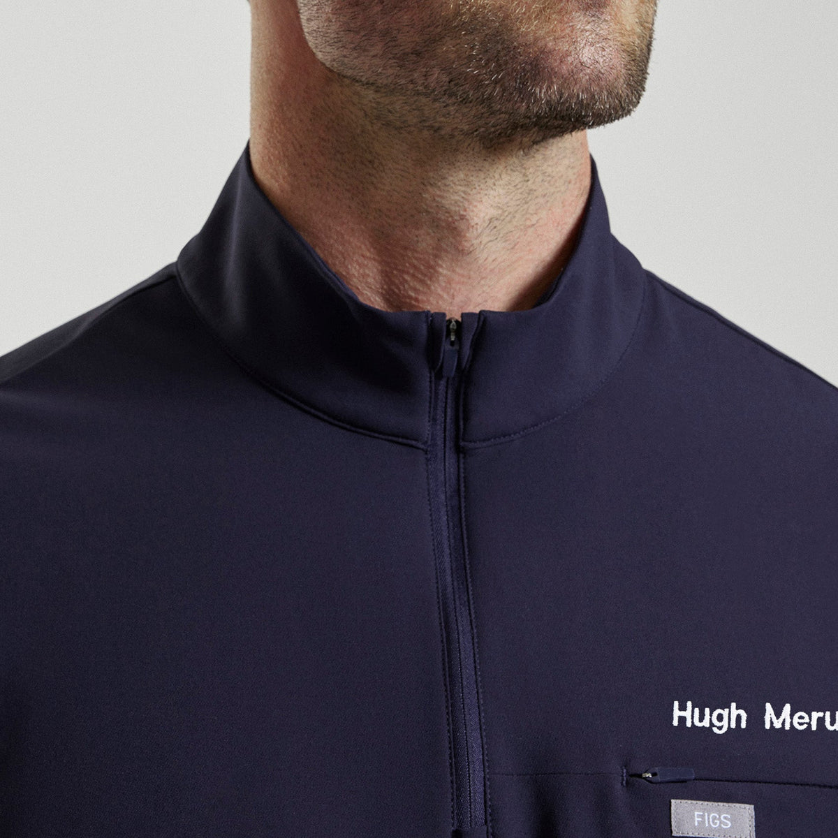 Quincy Mock-Neck Scrub Top - Navy