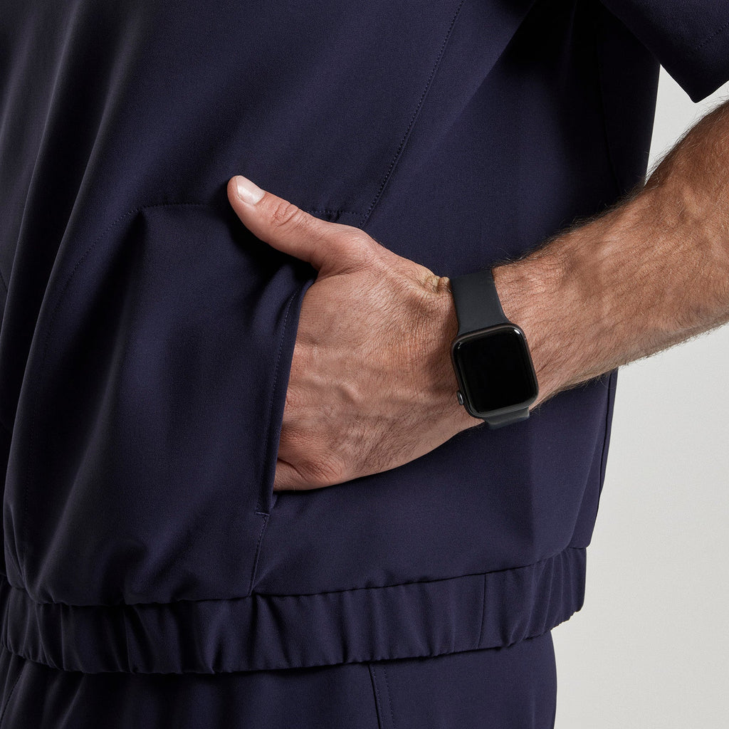 Quincy Mock-Neck Scrub Top - Navy