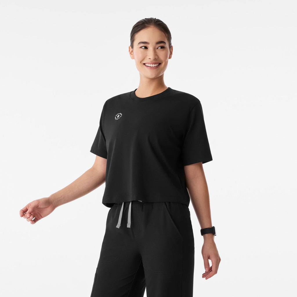 Born in LA Cropped Short-Sleeve Tee - Black