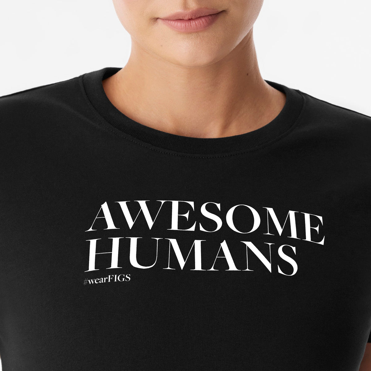 Awesome Humans Wear FIGS Short-Sleeve Tee - Black