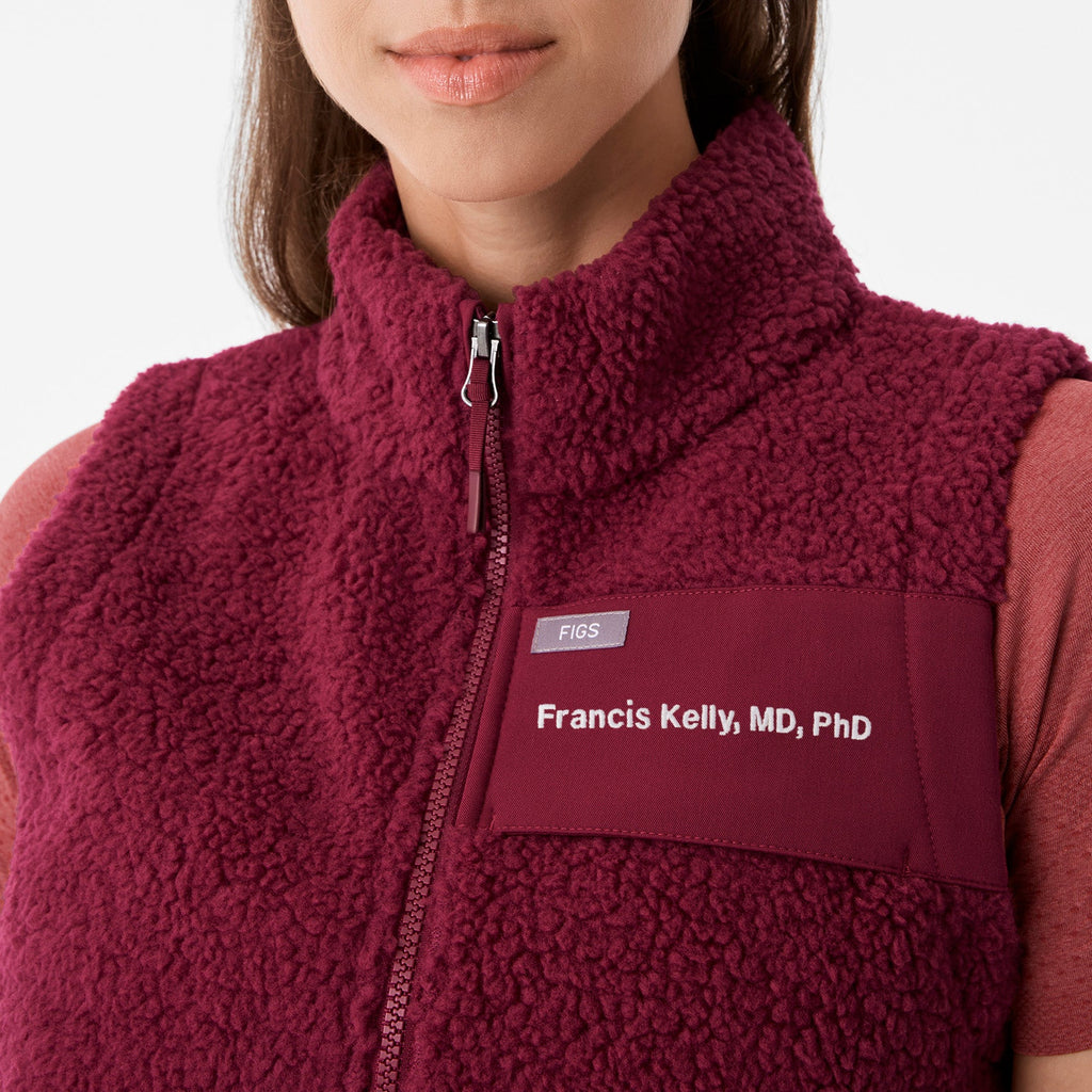 High-Pile Fleece Vest - Deep Cranberry