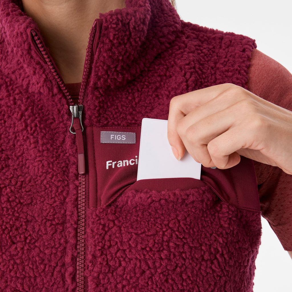 High-Pile Fleece Vest - Deep Cranberry
