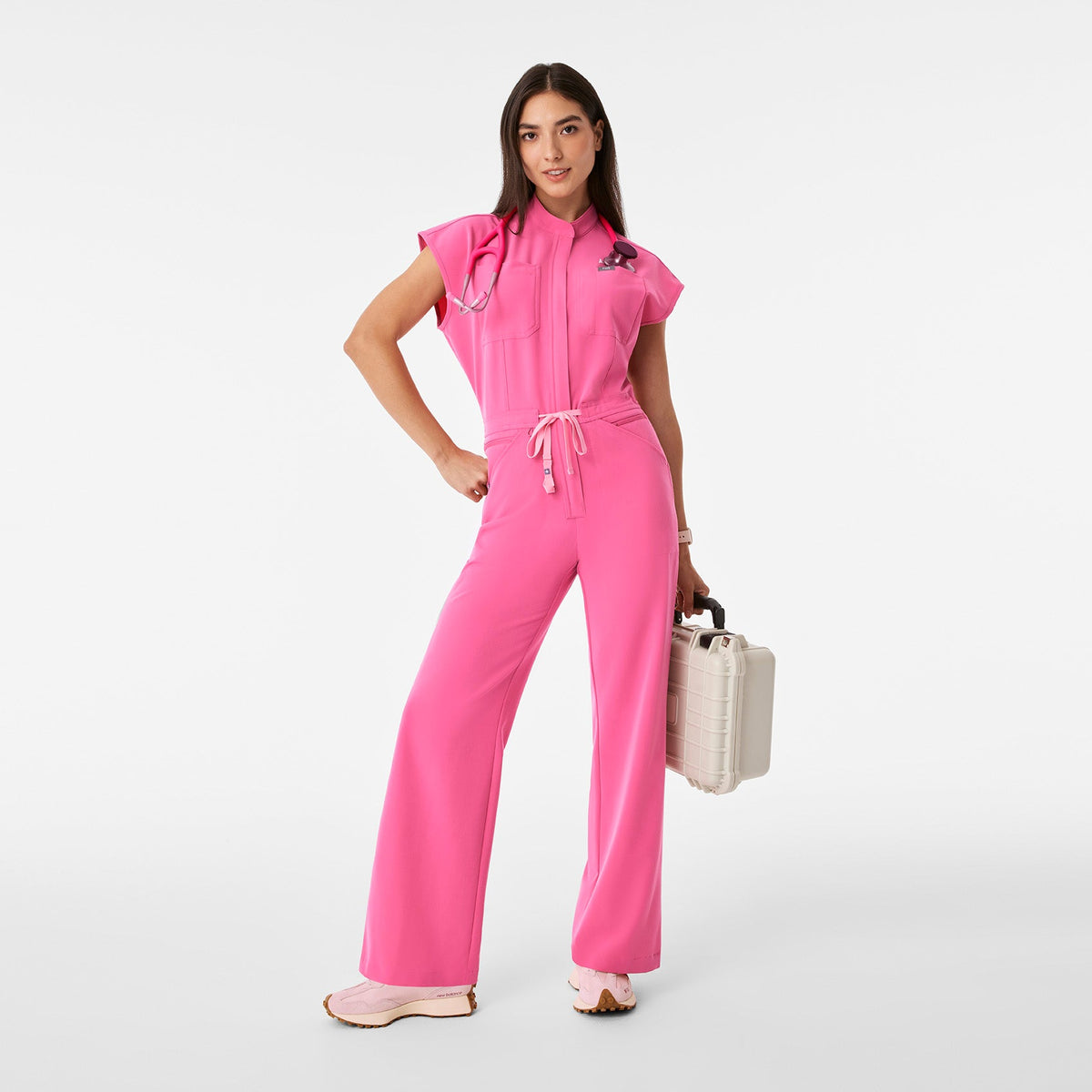 Rafaela Wide-Leg ScrubJumpsuit™ - F*ing Pink