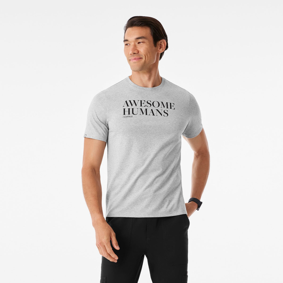 Awesome Humans Wear FIGS Short-Sleeve Tee - Heather Grey