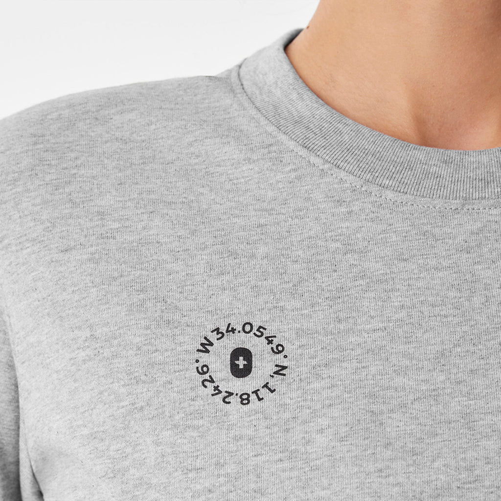 Born in LA Cropped Short-Sleeve Tee - Heather Grey