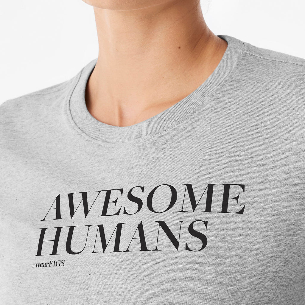 Awesome Humans Wear FIGS Short-Sleeve Tee - Heather Grey