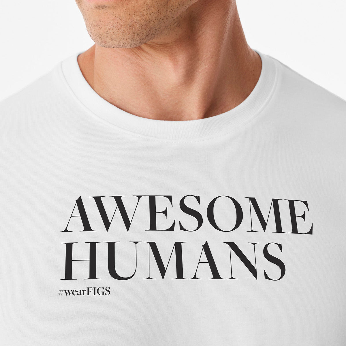 Awesome Humans Wear FIGS Short-Sleeve Tee - Optic White