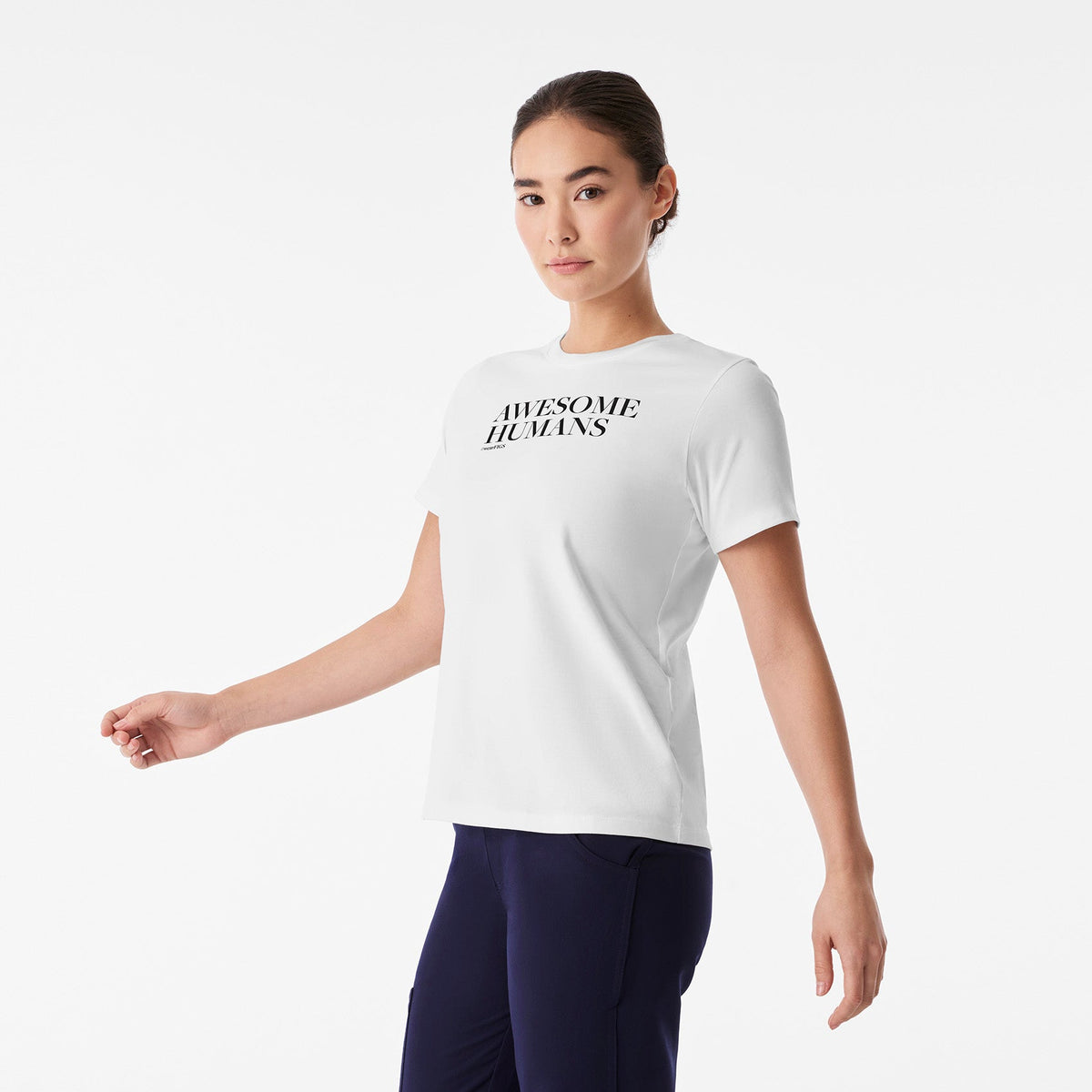 Awesome Humans Wear FIGS Short-Sleeve Tee - Optic White