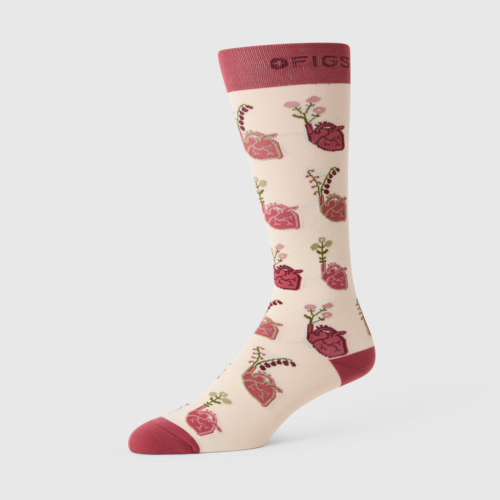 FIGS Compression Socks - Blossoming Hearts/Cream