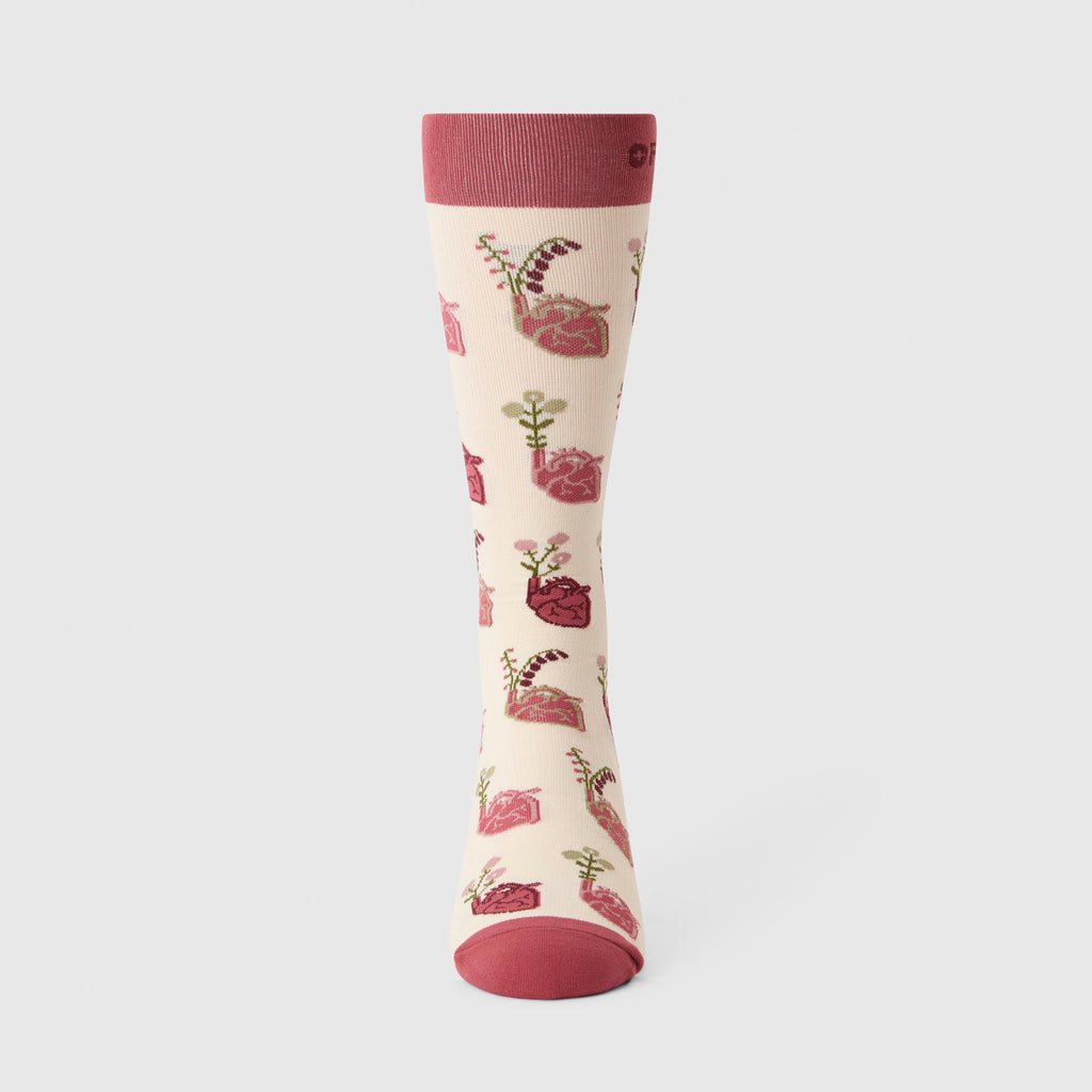 FIGS Compression Socks - Blossoming Hearts/Cream