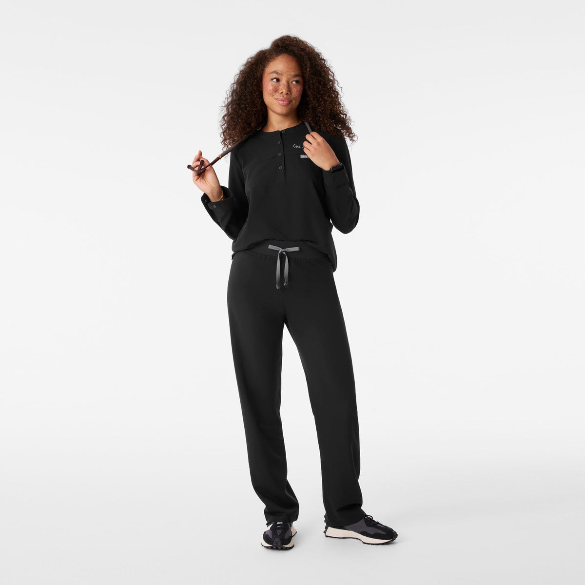 Florence Henley Long-Sleeve Scrub Top - Black